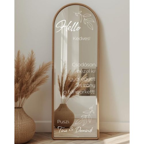 Esküvői tükör matrica - leves motívummal