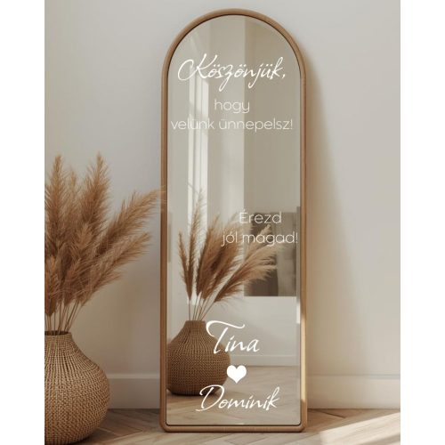 Esküvői tükör matrica - szivecskés motívummal