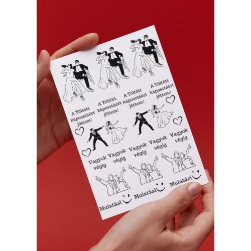 Vicces esküvői-ideiglenes tetoválás