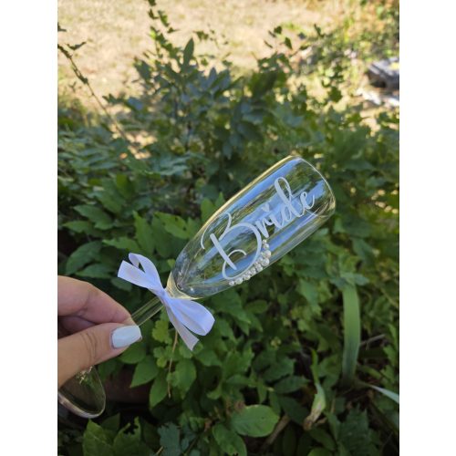 Gyöngyös pezsgőspohár - egyedi felirattal