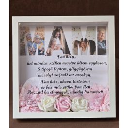 Nagyszülő köszöntő képkeret - virággal, felirattal