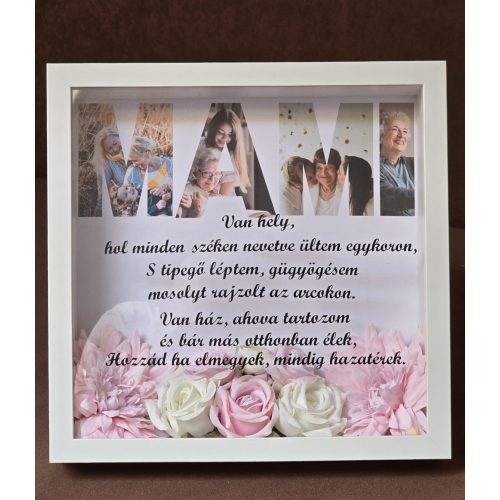 Nagyszülő köszöntő képkeret - virággal, felirattal